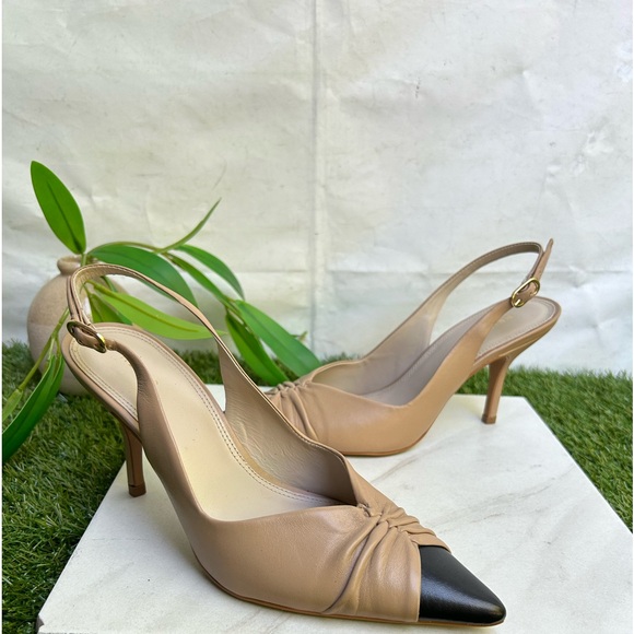 DELILAH
MID HEEL LEATHER
SLING BACK COURT
SHOES Nude size 38 US 8 - Picture 4 of 12